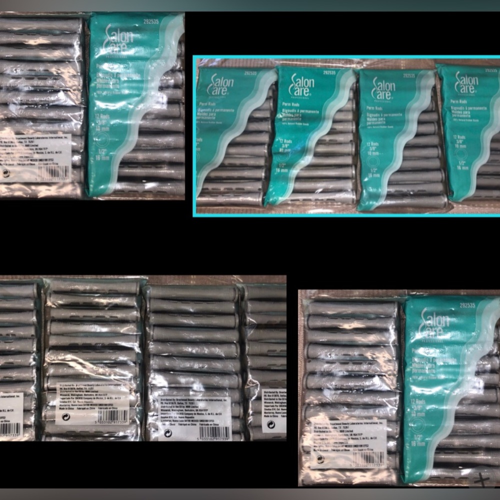 10 packs of 12 Salon Care professional perm rods for hair. NEW 3/8”- 1/2” 292535